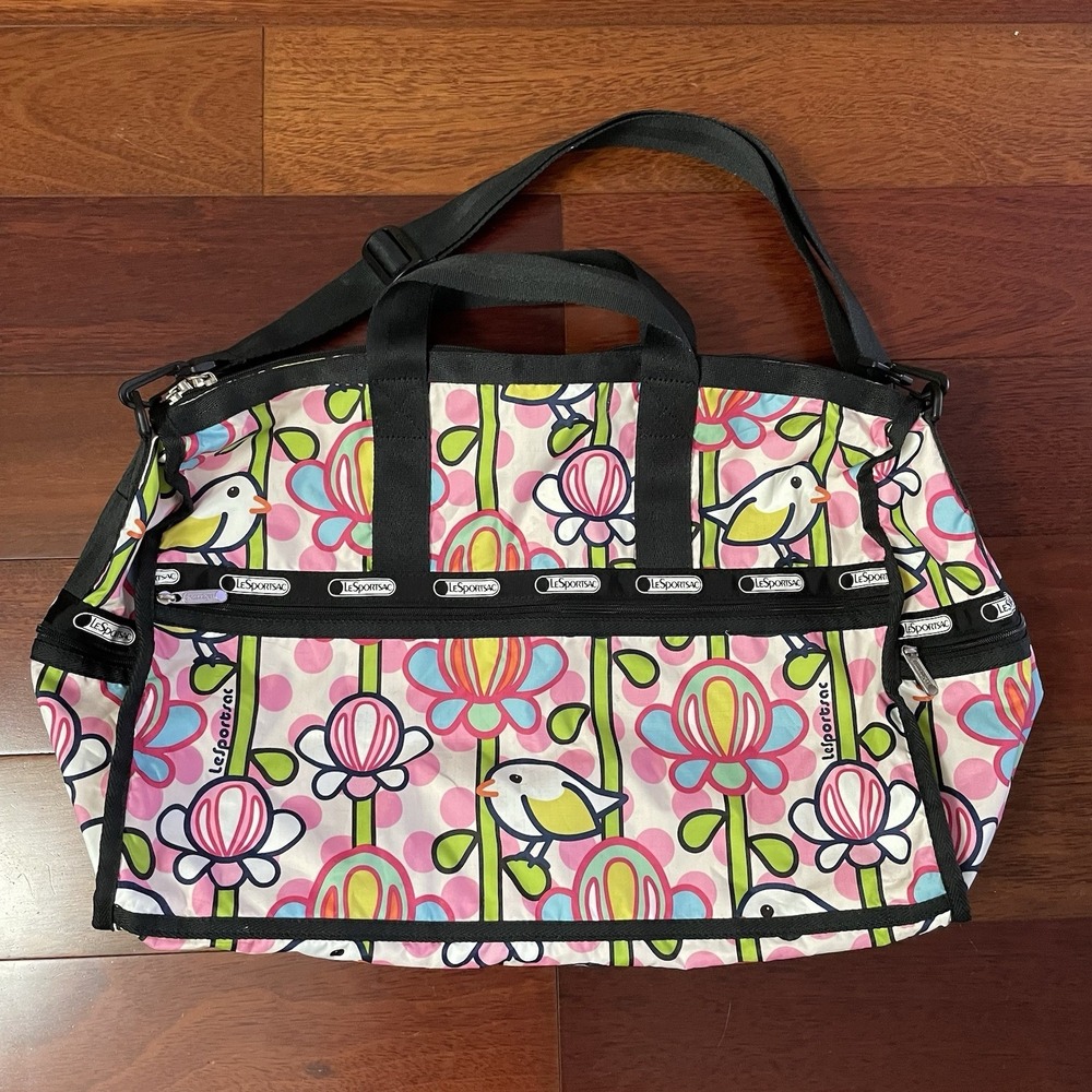 LeSportsac Bird Flower Weekender Overnight Duffel Bag Multicolor Rare‎ HTF B27